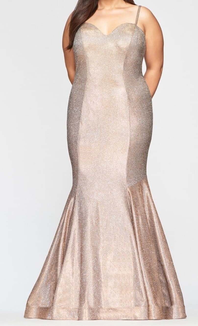 Faviana 9491 Copper Mermaid Gown Size Sweetheart Neck And Train Size 16 W